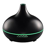 VicTsing 300ml Aromatherapy Essential Oil Diffuser, Portable Imitation Ultrasonic Diffusers with 7 Color LED lights for Home Office Baby(Black)