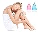 Menstrual Cup Soft Silicone Set - Best Feminine Reusable Period Moon Cups Starter Kit of 2 PCS With Bag - Alternative to Sanitary Napkins instead softcup - Blue Pink Combination Size (Small)