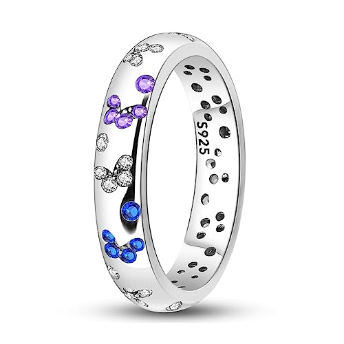 NARMO 925 Anelli in Argento Sterling per le Donne Anello a Farfalla Cubic Zirconia Statement Stackable Finger Ring Size 11.5