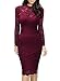 MIUSOL Women's Classicial Floral Lace Long Sleeve Slim Formal Mini Dress Wine Medium, Wine, Medium
