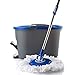 Simpli-Magic 79461 Commercial Grade Stainless Steel Spin Mop System with Replacement Microfiber Mop Head – Walkable with Wheels