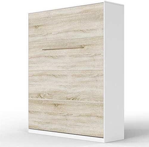 SMARTBett Standard folding wall bed with gas pressure springs (White/Oak Sonoma, 160x200 Vertical Comfort)