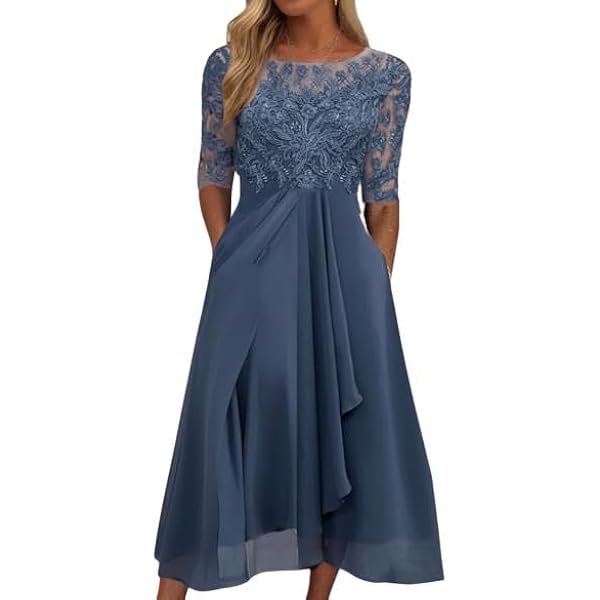 Amazon.com: HGps8w Mother of The Bride Dresses for Women Elegant Lace  Chiffon Flowy Dress Formal Evening Party Gown for Wedding : Sports &  Outdoors
