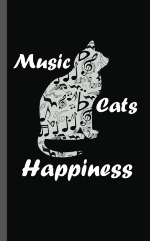 Music Cats Happiness Musician Journal - Notebook: Student Assistant Teacher Gift Book - 100 Lined Pages + 8 Blank (54 Sheets), Small Lightweight 5x8"