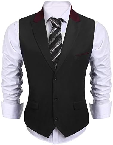 Simbama Mens Plaid Layered Vest Dress Suit Vest Formal Waistcoat For Wedding