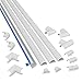 D-Line Medium Cable Raceway Kit, 13 Feet of Self Adhesive Cord Covers with Connector Accessories, Electrical Wire Concealer for Home Theater, TV, and Office | 4 x 39" Channels Per Pack (White) primary