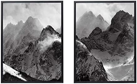 50x70cm X2枚 ライト高級 クリスタル磁器の装飾画 黒アルミ合金フレーム トップス山暗い霧 アートパネル 壁掛け絵画 インテリアアート 部屋飾り モダン 実物 壁飾り 壁掛け 玄関 絵画 現代 おしゃれ 壁ポスター