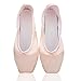 Girls Womens Dance Shoe Pink Satin Ballet Pointe Shoes with Ribbon and Toe Pads