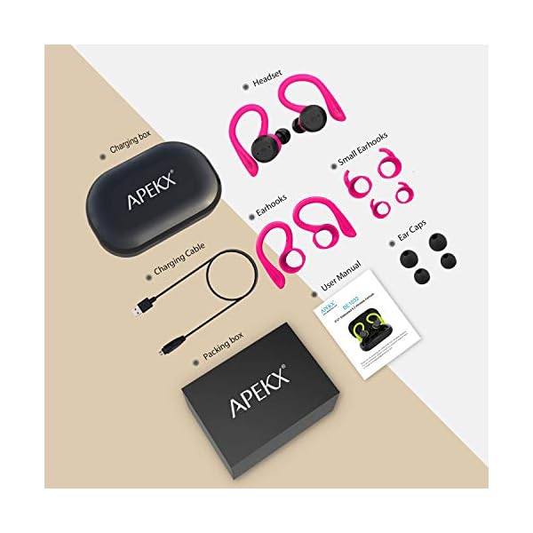 APEKX-Bluetooth-Headphones-True-Wireless-Earbuds-with-Charging-Case-IPX7-Waterproof-TWS-Premium-HI-FI-Stereo-Sound-Earphones-Built-in-Mic-In-Ear-Headsets-Deep-Bass-for-Sport-Running-Pink APEKX Bluetooth Headphones True Wireless Earbuds with Charging Case IPX7 Waterproof Premium HI-FI Stereo Sound Earphones…