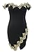 Alvaq Women's Gold Lace Applique V Neck Backless Off Shoulder Mini Dress