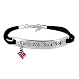 Keep My Son Safe Flag Charm Bracelet