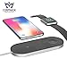EURPMASK Updated Version 2-in-1 Wireless Charger Stand Compatible with Apple Watch 38/42mm Series 4 3 2 1 & Qi-Certified Wireless Charging Pad Dock Holder Compatible with iPhone Xs Max S9/S8 and More