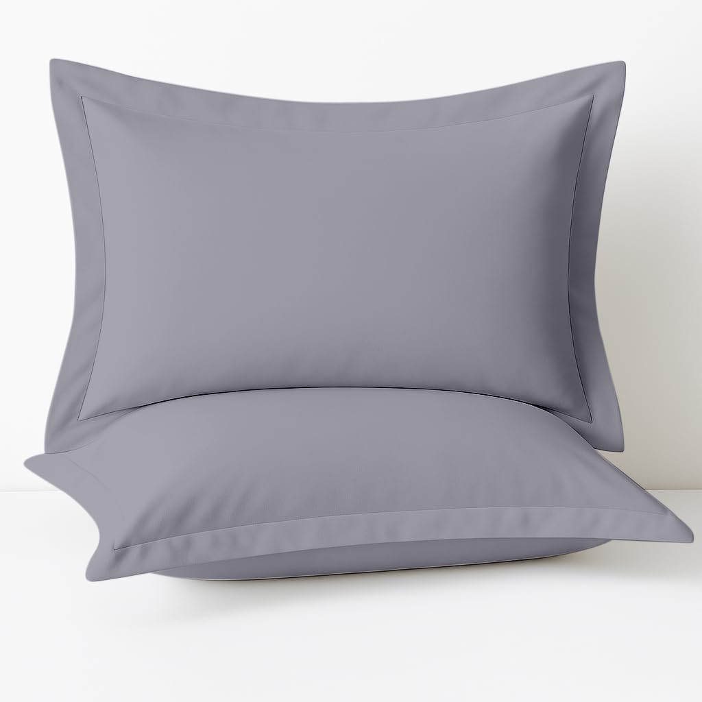 Comfort Beddings Heavy Quality 600 Thread Count 100% Egyptian Cotton Oxford Pillow Cases Pack Of 2 - Silver (Superking Size 50 x 90 CM)