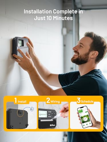 HiOazo WiFi Irrigation Programmer 8 Zones, Irrigation Controller, Smart Climate Jumps, Protection Against Hurry, Manual Irrigation for Lawn, Garden, Greenhouse and Patio HSC-800W