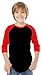 Hat and Beyond Kids Raglan Jersey Child Toddler Youth Uniforms 3/4 Sleeves T Shirts (Large (8-9 Years), (Kid) 5bh03_Black/Red)