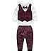 JIANLANPTT Gentleman Casual Suits Baby Boys Vest Pants Shirt Party Wedding Clothes Set Burgundy Red 100(2-3Y)