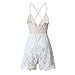 Imily Bela Women's Sleeveless Spaghetti Halter Deep V Neck Backless Lace Mini Jumpsuits