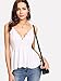 MAKEMECHIC Women's Sexy V Neck Backless Camisole Scalloped Peplum Cami Top White M