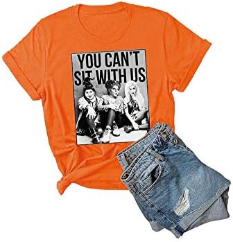 CUTIEE Women You Can’t Sit with Us Hocus Pocus Shirt Halloween Costume Funny Sanderson Sisters Graphic Tees