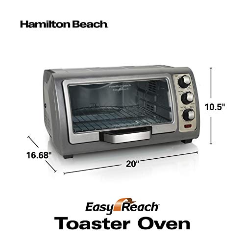 Hamilton Beach 6 Slice Convection Toaster Oven With Easy Reach Roll-Top Door, Bake, Broil & Toast Functions, Auto Shutoff, Silver (31123DA)