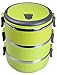 KnGLuv Stainless Steel Food Storage Container - Food Saver 3 Stack-able Round Bowls - Lunch Box with Lid Carry Handle In Lime Green