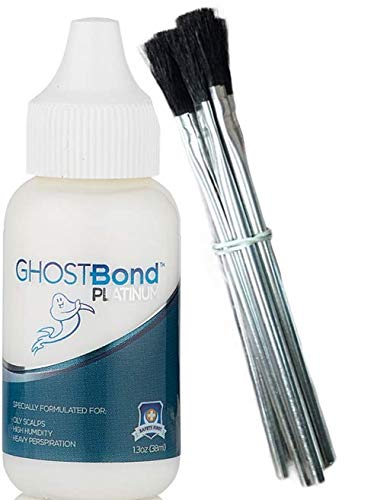 Pro Hair Labs - Ghostbond Platunum - Full Head Bond For Poly & Lace | Wig Glue Hair Adhesive Specially Formulated For High Humidity, Heavy Perspiration, And Oily Scalps - 1.3oz + 5 Application Brushes