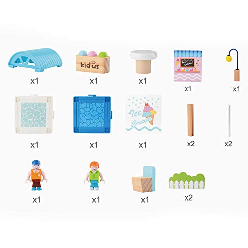 image for WOOKA Wooden Train Set Accessory - Ice-Cream Shop Dollhouse - Wooden B