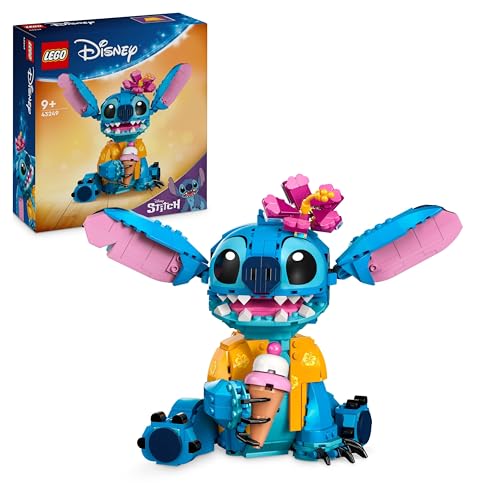 ǀ Disney Stitch - Jouet de Construction & Décoration - Figurine à Exposer avec Cornet de Glace & Fleur - Idée Cadeau pour Fille ou Garçon dès 9 Ans et Fans du Film Lilo & Stitch 43249
