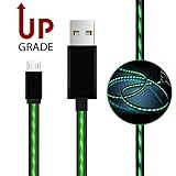 Android Charger,AoliPlus Powerline Micro USB-Durable Charging Cables Visible Flowing EL Light LED Cords Sync Data for Samsung, Nexus, LG, Android Smartphones and More,3.0-Feet/0.9 Meter(Green)