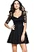NUOREEL Women's Lace Bodice Skater Dress (Small, Black Halfsleeve)