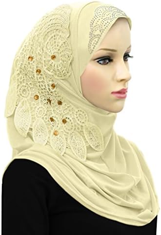 Khatib Fashions Hijab 1 Piece Amira Headscarf Lycra Dream Catcher Design (Ivory)