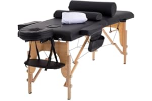 PayLessHere Massage Bed Portable Massage Table 24 inch Wide Lash Bed 2 Folding Height Adjustable Spa Table with Towel Hanger Oil Pouch Half Bolster Round Bolster Non-Woven Bag