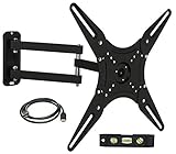 Mount-It! LCD TV Wall Mount Bracket with Full Motion Swing Out Tilt and Swivel Articulating Arm for 23-55" Flat Screen Displays with VESA 75 to 400, 66lb Weight Capacity and Free 6 ft HDMI Cable