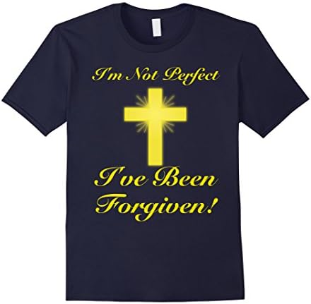 Mens I'm Not Perfect I've Been Forgiven Crucifix Logo T-Shirt 3XL Navy