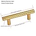 Gold Drawer Pulls Brushed Brass Cabinet Handles Stainless Steel T Bar Cabinets Knobs 10 Pack 3Inch (76mm) Hole Centers - homdiy HD201PB Gold Cabinet Hardware Pulls