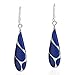 AeraVida Vintage Streaked Teardrop Simulated Blue Lapis Lazuli .925 Sterling Silver Dangle Earrings | Shiny Fish Hook Earrings | 9x45mm Lightweight Gift Jewelry for Women