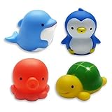 Clearance Sale-MICHLEY Baby Bath Toys Sea Animal Water Squirter Toy Environmental Protection Material Bathtub Toys - Set of 4