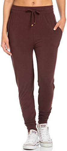 Women's Lightweight Comfy Drawstring Jogger Pants Brown Small Medium