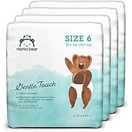 Amazon Brand - Mama Bear Gentle Touch Diapers, Hypoallergenic, Size 6, 108 Count (4 packs of 27)