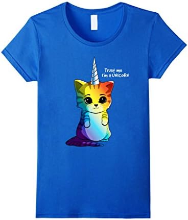 Womens Caticorn Rainbow T shirt Meowgical Cat Unicorn Kittycorn Tee Small Royal Blue