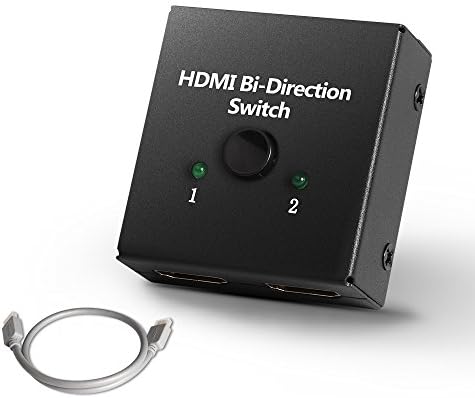 ARTSEA HDMI Switch 2 Ports Bi-direction AB HDMI Switcher 2x1 HDMI Hub Support 1080P HDTV 4K@60Hz HDMI2.0 HDCP 3D@HDMI1.4, with Free HDMI Cable