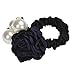 Tenworld Women Girl Pearls Beads Rose Flower Hair Band Rope Scrunchie Ponytail Holder (Navy)