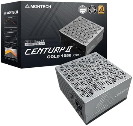 MONTECH Century II - 1050W High-End ATX Gaming Power Supply - 80 Plus Gold & Cybenetics Platinum - Fully Modular - ATX 3.1 & PCIe 5.1 Ready with 12V-2x6 Cable - 10 Years Warranty