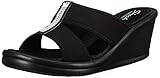 Skechers Cali Women's Rumblers 2 Strap Slide Wedge Sandal,Black,7 M US