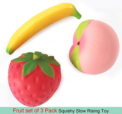 Fruit Set of 3 Squishy Slow Rising Kawaii Cream Scented Soft Squeeze Squishies Toys For Kids or Stress Relief Toy Hop Props, Decorative Props