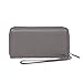 Women RFID Blocking Wallet Genuine Leather Zip Around Clutch Large Travel Purse Grey