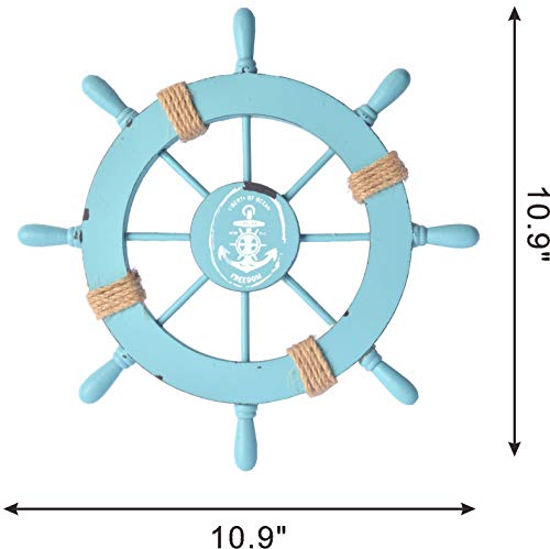 Wooden Nautical Lighthouse Anchor Wall Hanging Ornament, Beach Wooden Boat Ship Steering Wheel Wall Decor, Nautical Life…