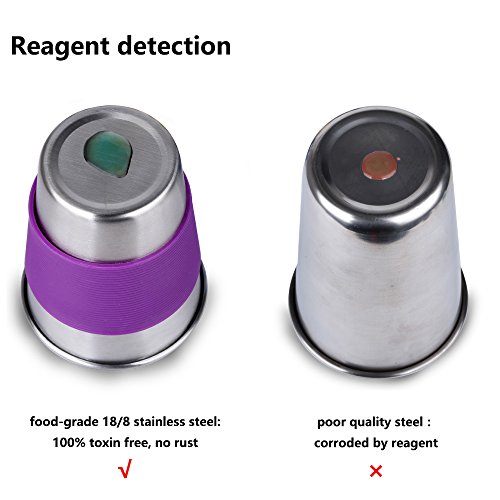 Unbreakable Metal Kids Drink Cups 11 oz Stainless Steel Drinking Glasses with Silicone Sleeve set of 4 for Home and Outdoor Activities