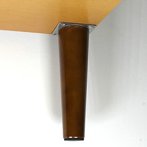 8 inch Wood Furniture Legs Walnut Finished Replacement Feet Ideal for IKEA Sofa Bed Dresser Cabinet Pack of 4pcs with Mounting Plates - Thumbnail 7