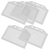 5PCS White Clear Plastic Business Badge Credit Card Holder Case for Students